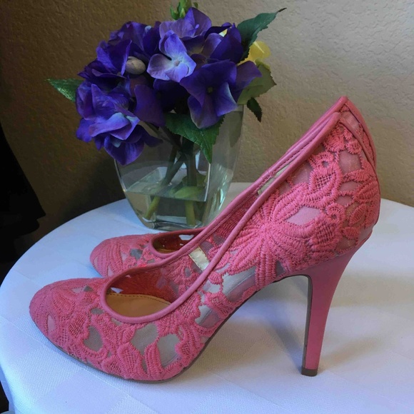 Jessica Simpson Shoes - Jessica Simpson Pink Flowered Lace Shoes, 6.5M
